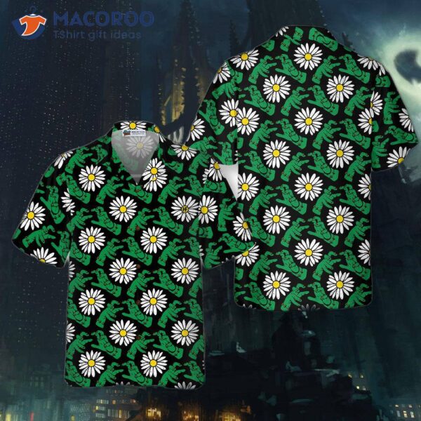 Halloween Frankenstein’s Monster And Daisies Hawaiian Shirt