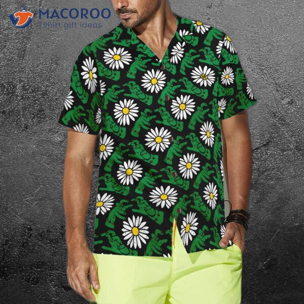 Halloween Frankenstein’s Monster And Daisies Hawaiian Shirt