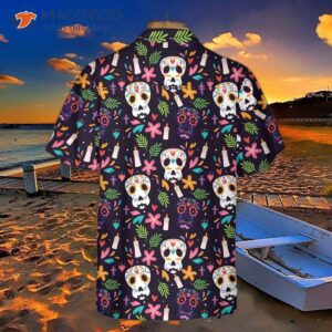 Halloween Gift Bone Skull Dog With Mexican Pattern Hawaiian Shirt, Funny Sugar Dachshund Shirt