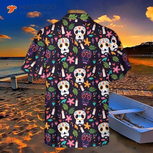 Halloween Gift Bone Skull Dog With Mexican Pattern Hawaiian Shirt, Funny Sugar Dachshund Shirt