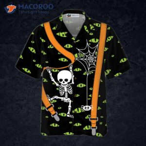 halloween skeleton and monster eye hawaiian shirt 1