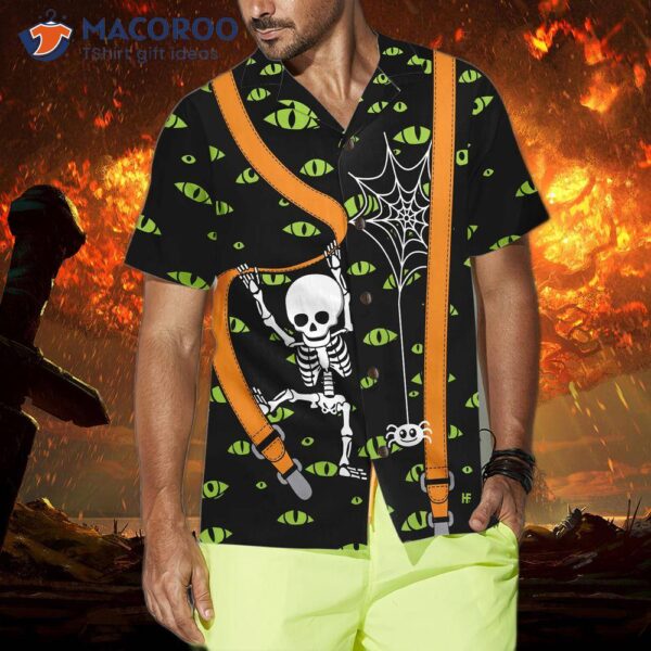 Halloween Skeleton And Monster Eye Hawaiian Shirt