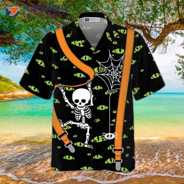 Halloween Skeleton And Monster Eye Hawaiian Shirt