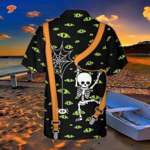 halloween skeleton and monster eye hawaiian shirt 4