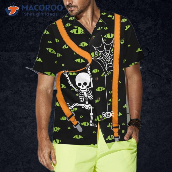 Halloween Skeleton And Monster Eye Hawaiian Shirt