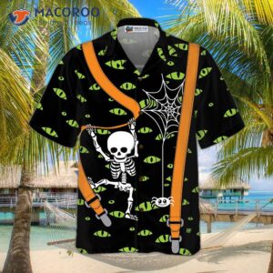 halloween skeleton and monster eye hawaiian shirt 7