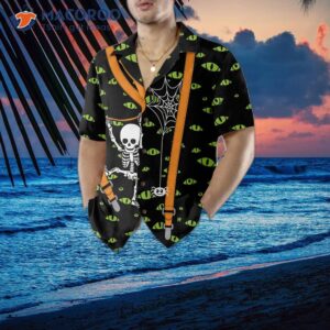 halloween skeleton and monster eye hawaiian shirt 8