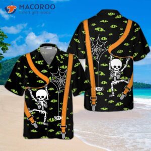 halloween skeleton and monster eye hawaiian shirt 9