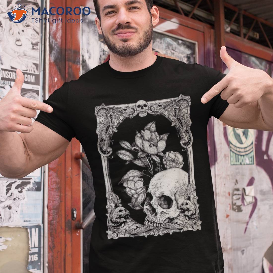 Halloween Skull Pastel Goth Flower Gothic Floral Cottagecore Shirt