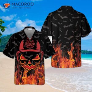 halloween themed firefighter hawaiian shirt 2