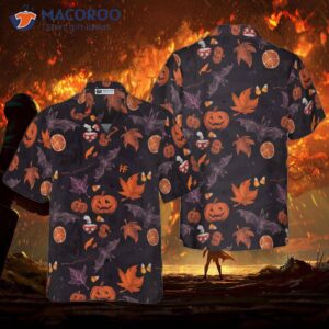 halloween themed spooky art hawaiian shirt 0