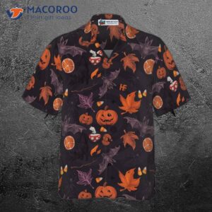 halloween themed spooky art hawaiian shirt 2