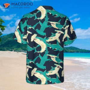 hammerhead shark patterned hawaiian shirt 1