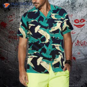 hammerhead shark patterned hawaiian shirt 4