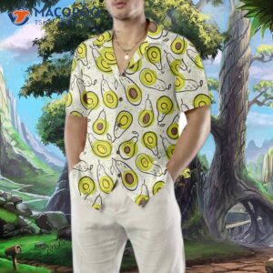 hand drawn avocado pattern hawaiian shirt funny short sleeve print shirt 3