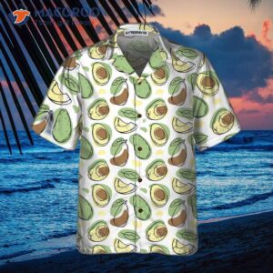 hand drawn cute avocado pattern hawaiian shirt funny short sleeved print shirt 2