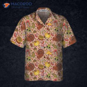 hand drawn thanksgiving food and drinks hawaiian shirt funny gift for day 2