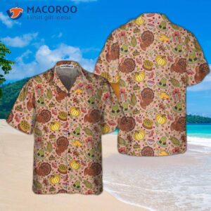 hand drawn thanksgiving food and drinks hawaiian shirt funny gift for day 3