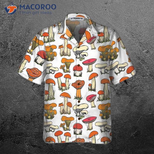 Hand-drawn Wild Mushroom Hawaiian Shirt, Unique Print Shirt