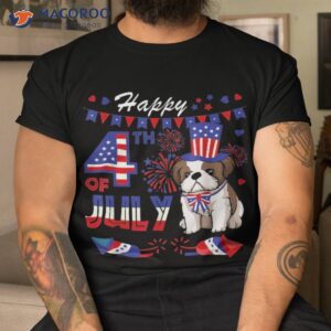 happy 4th of july american flag shih tzu cute fireworks shirt tshirt