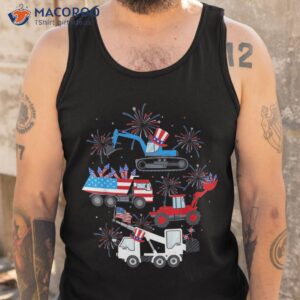 happy 4th of july crane truck construction toddler boys shirt tank top