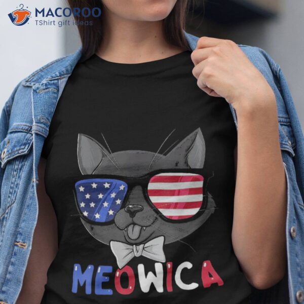 Happy 4th Of July Meowica Patriotic Cat Usa American Flag Shirt