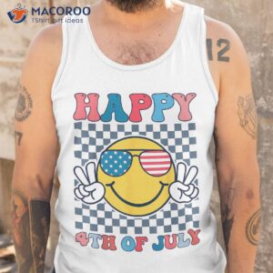 happy 4th of july smile sunglasses patriotic american flag shirt tank top