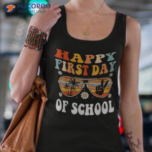 happy first day of school teacher kid welcome back to shirt tank top 4