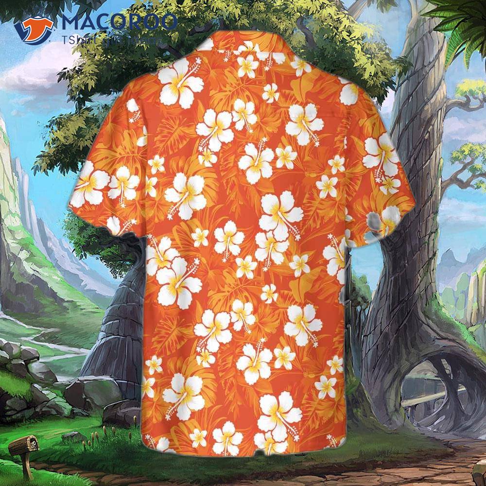 Hibiscus Chaba Flower Background Orange Hawaiian Shirt For Men And