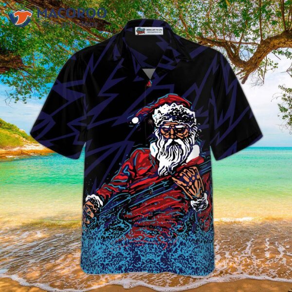 Hawaiian Shirts, Rock Santa Shirt Short Sleeve, Christmas Idea Gift For And