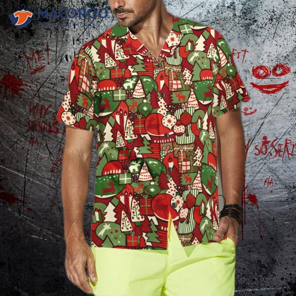 Hawaiian Shirts With A Christmas Gift Pattern, Short Sleeve, An Ideal For And