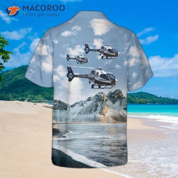 Helicopter On Ocean Background Hawaiian Shirt, Unique Shirt For