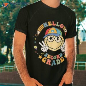 Hello 2nd Grade Smile Pencil Groovy Back To Shool Shirt
