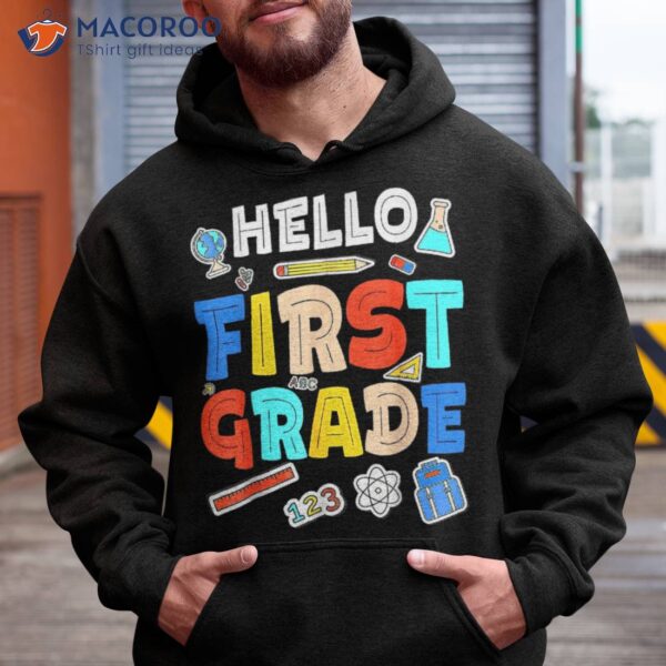 Hello First Grade Team 1st Back To School Teacher Kids Shirt