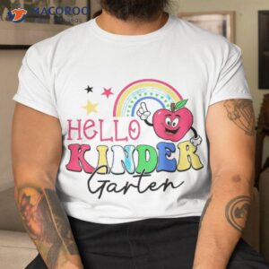 hello kindergarten grade back to school cute rainbow teacher shirt tshirt