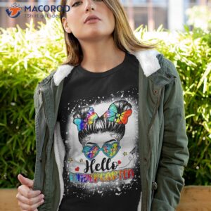 Hello Kindergarten Tie Dye Messy Bun Girl Back To School Kid Shirt