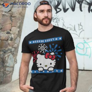 Hello Kitty Fireworks 4th Of July Red White Blue Americana Shirt