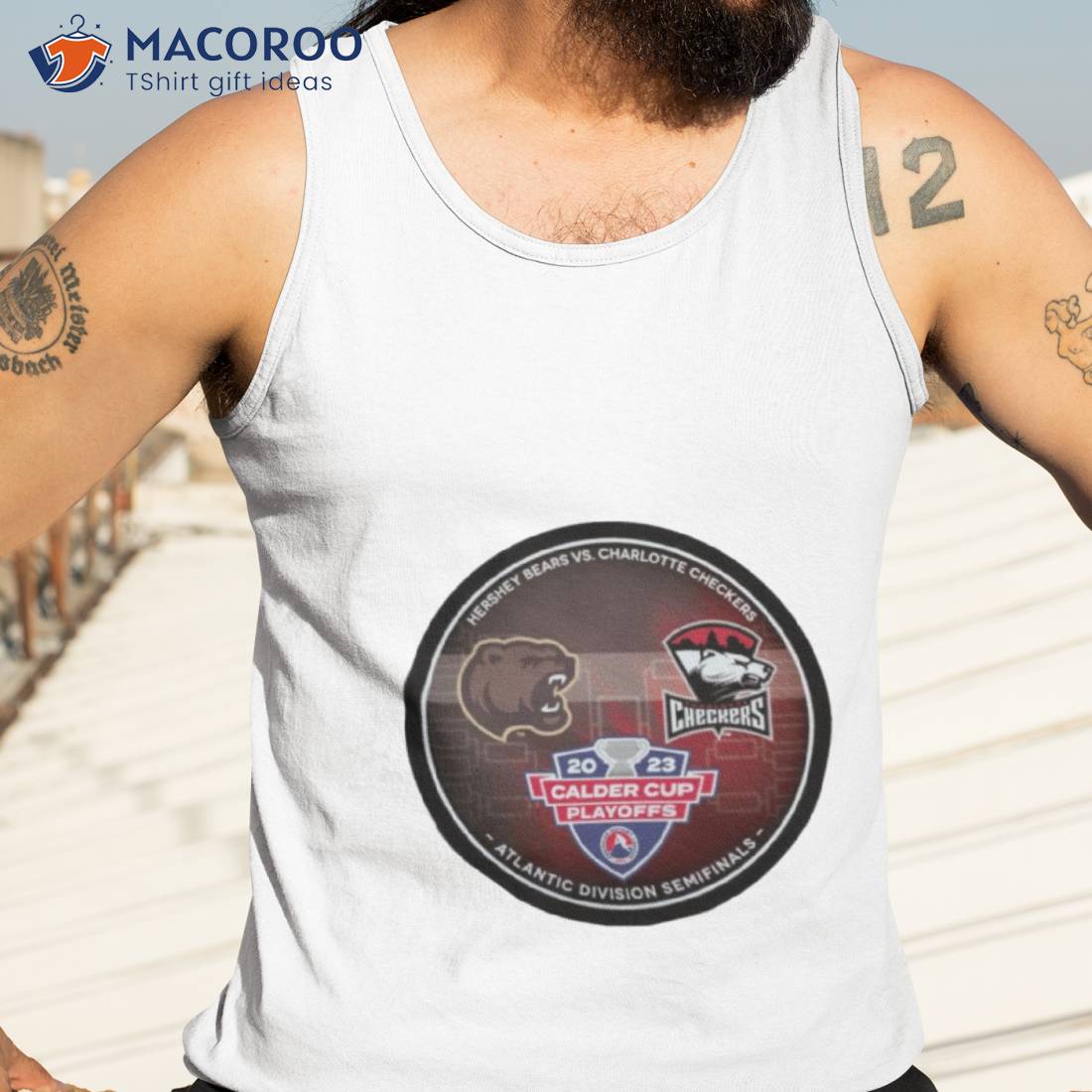 Hershey Bears Vs. Charlotte Checkers 2023 Calder Cup Playoffs Dueling Souvenir Puck Shirt Hershey Bears Vs. Charlotte Checkers 2023 Calder Cup Playoffs Dueling Souvenir Puck Shirt