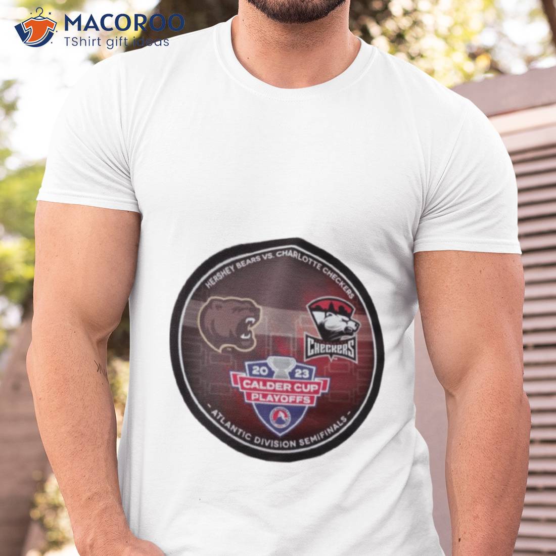 Hershey Bears Vs. Charlotte Checkers 2023 Calder Cup Playoffs Dueling Souvenir Puck Shirt Hershey Bears Vs. Charlotte Checkers 2023 Calder Cup Playoffs Dueling Souvenir Puck Shirt