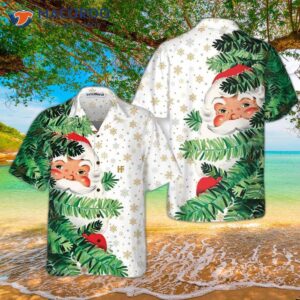 Hi Santa, Behind The Christmas Tree Is A Cute Santa Claus Hawaiian Shirt.