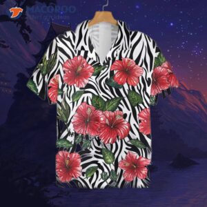 hibiscus zebra watercolor painting art hawaiian shirt 2