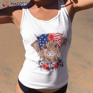 highland cow 4th of july american flag independence day shirt tank top 2