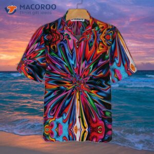 hippie colorful kaleidoscope hawaiian shirt abstract art unique gift 2