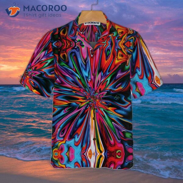 Hippie Colorful Kaleidoscope Hawaiian Shirt, Abstract Art Unique Gift