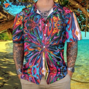 hippie colorful kaleidoscope hawaiian shirt abstract art unique gift 3