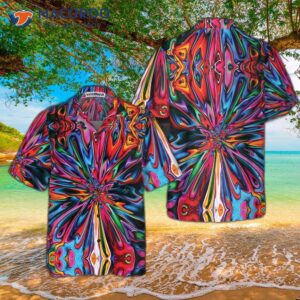 hippie colorful kaleidoscope hawaiian shirt abstract art unique gift 4