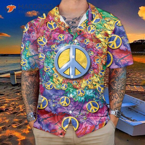 Hippie Peace Sign Hawaiian Shirt, Colorful Best Gift Ideas