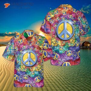 hippie peace sign hawaiian shirt colorful best gift ideas 2