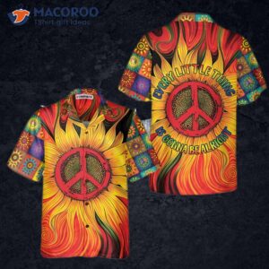 hippie sunflower peace hawaiian shirt sign best gift 2