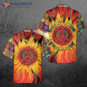 hippie sunflower peace hawaiian shirt sign best gift 3